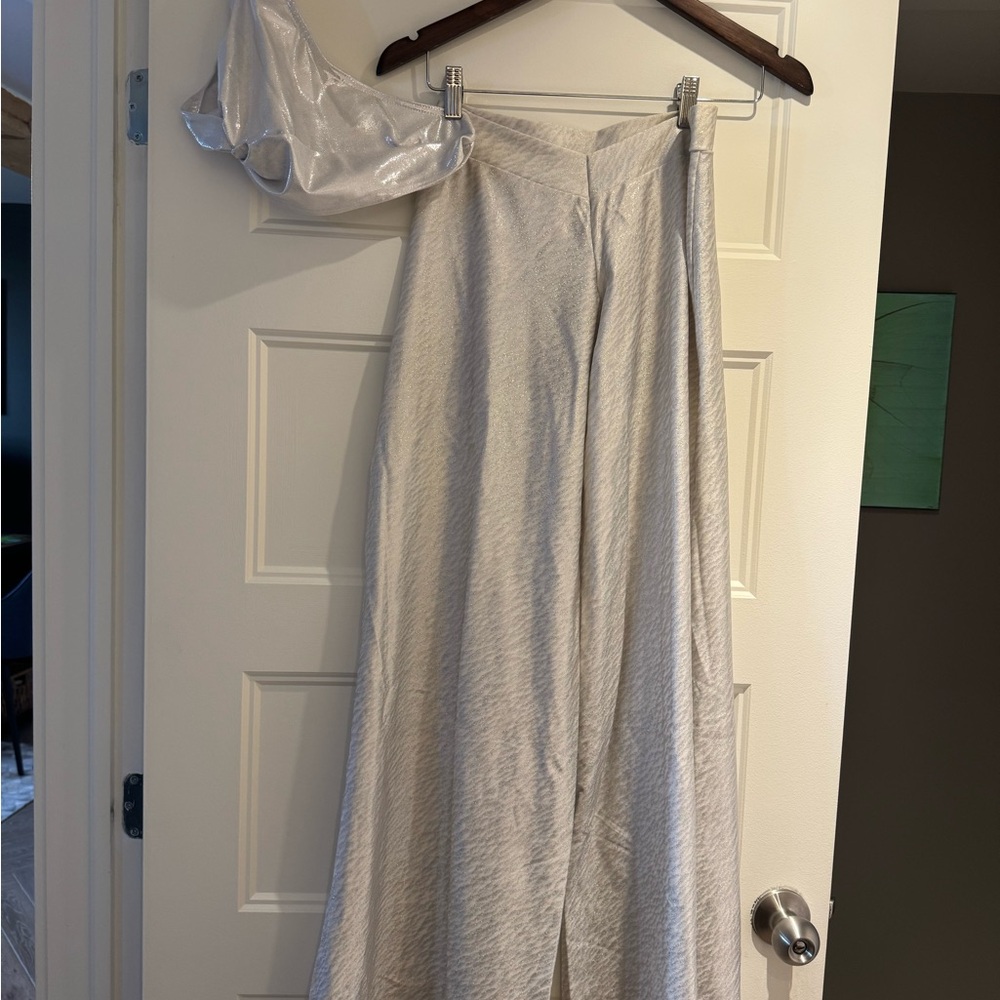 Elegant Silver Wide-Leg Pants